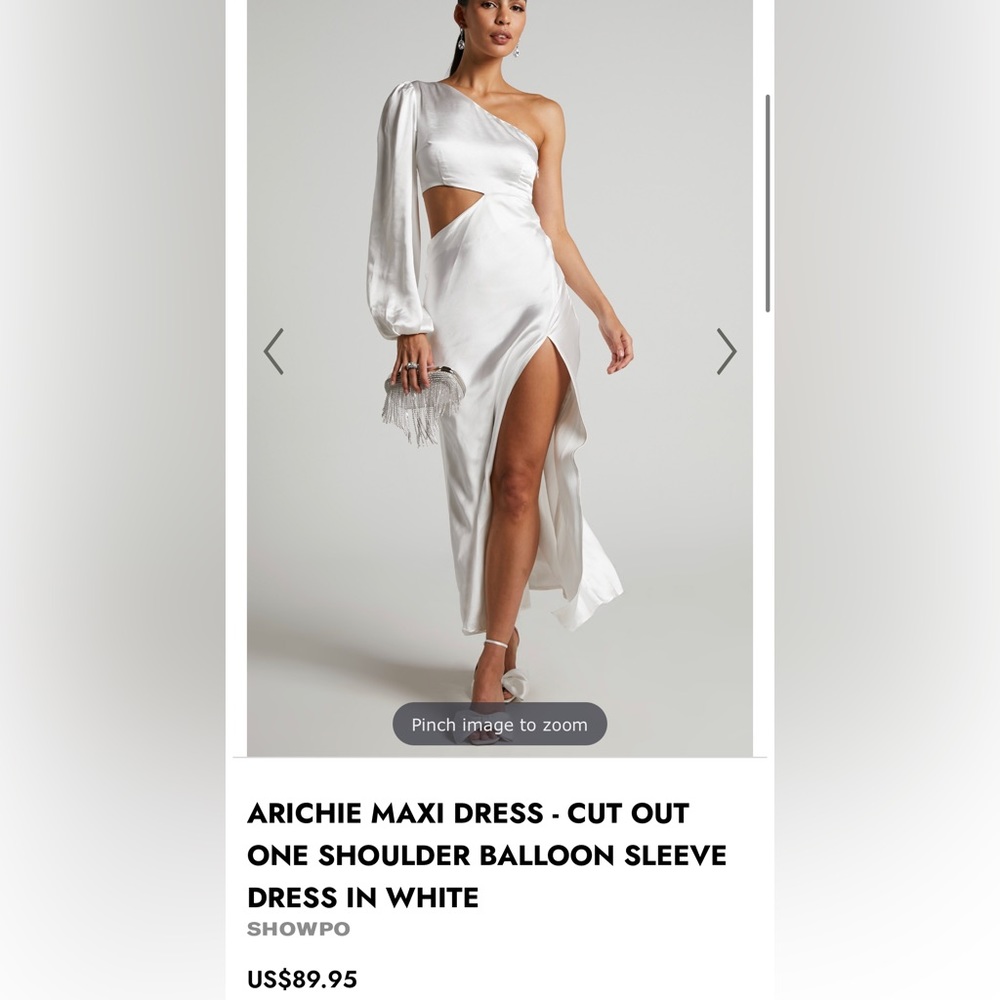 Showpo NWT: White One-Sleeve bridal shower dress